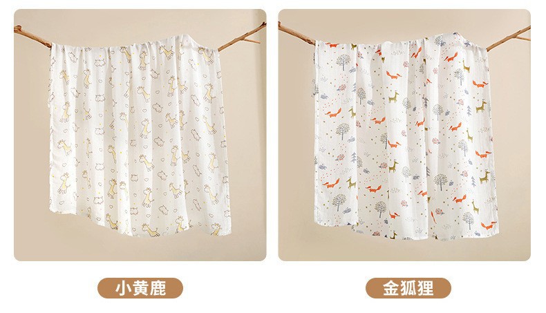 跨境双层竹棉夏季纱布被子婴儿初生儿浴巾盖毯批发muslin纱布包巾详情16