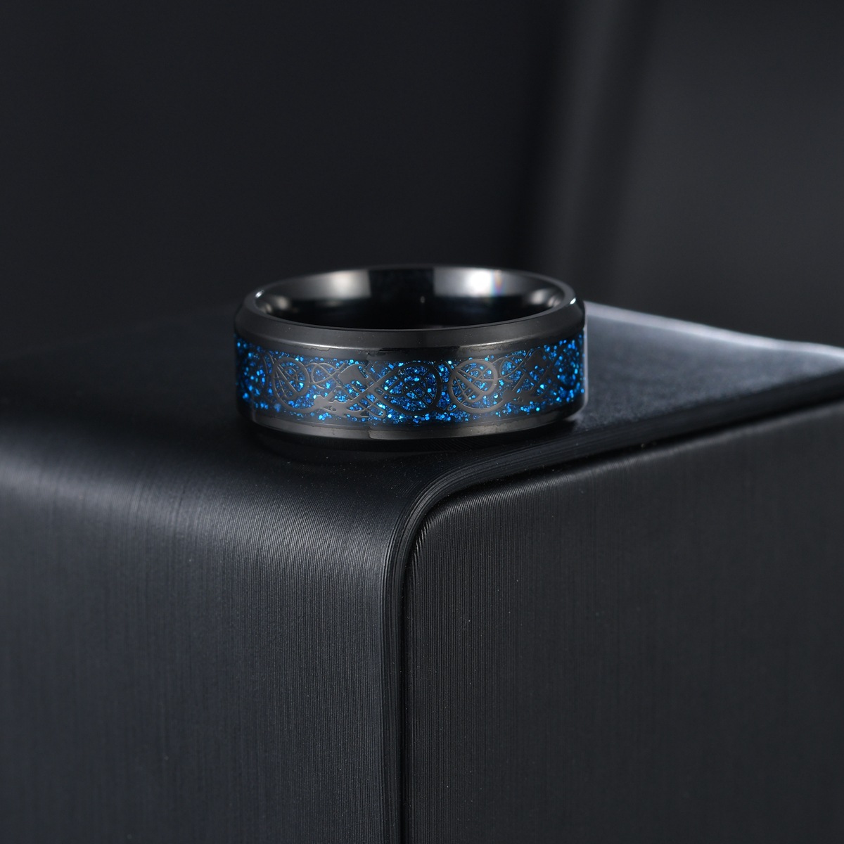 欧美钛钢饰品批发 龙纹戒指镶龙片 不锈钢戒指义乌小饰品工厂直销详情8