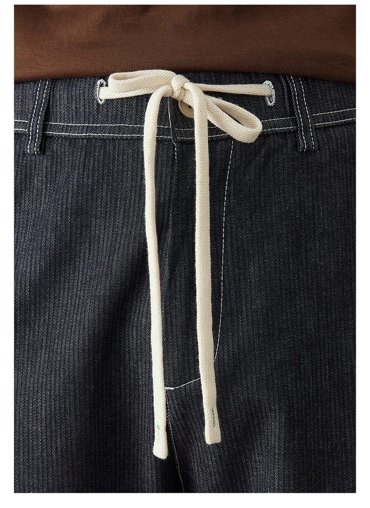 WOOG2005辑明线黑色水洗牛仔裤男2025夏季新款百搭抽绳直筒长裤子详情12