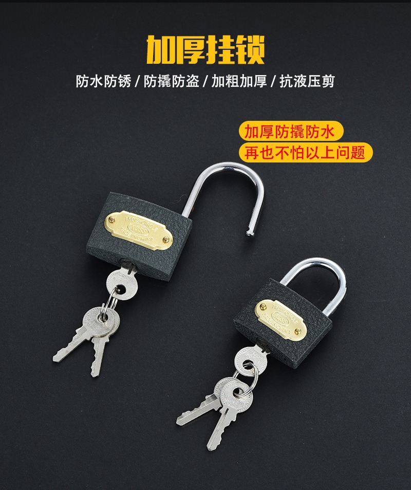 厂家直供灰色锁 大门灰铁挂锁 38挂锁电力表箱锁耐用浦江挂锁批发详情6