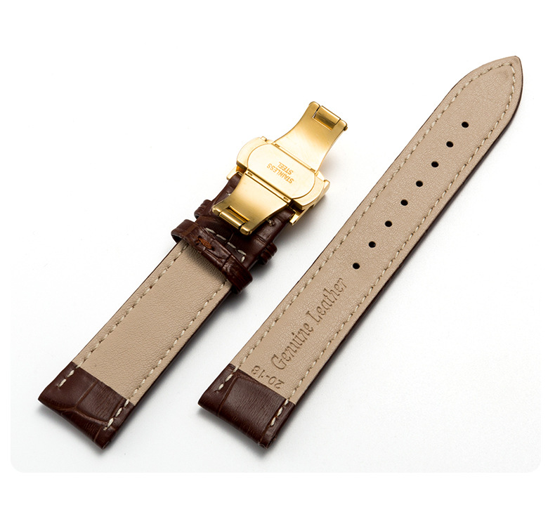 牛皮真皮表带男女蝴蝶扣通用款现货表带表链工厂直销详情2