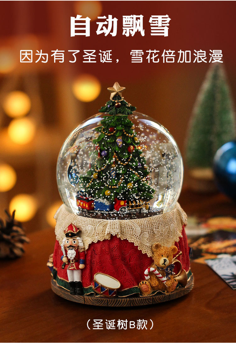 Customized light luxury music box, luminous crystal ball ornament, living room wine cabinet, Christmas tree, snowman, Christmas luminous decoration pic 5