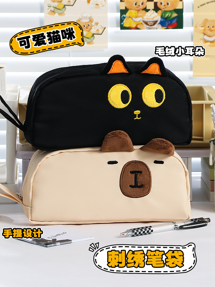 2025年新款手提可爱萌物刺绣爪子笔袋超大容量文具收纳袋详情7