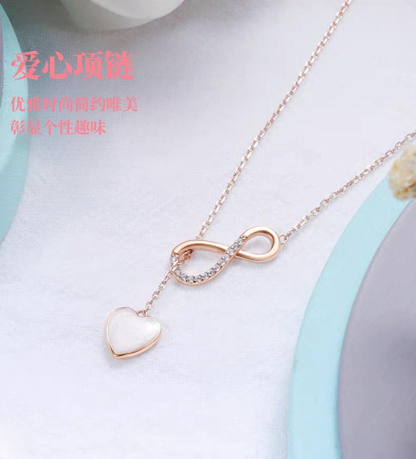 银贝心形纯银项链莫比乌斯爱心吊坠女小众设计双层百搭锁骨链颈链详情3