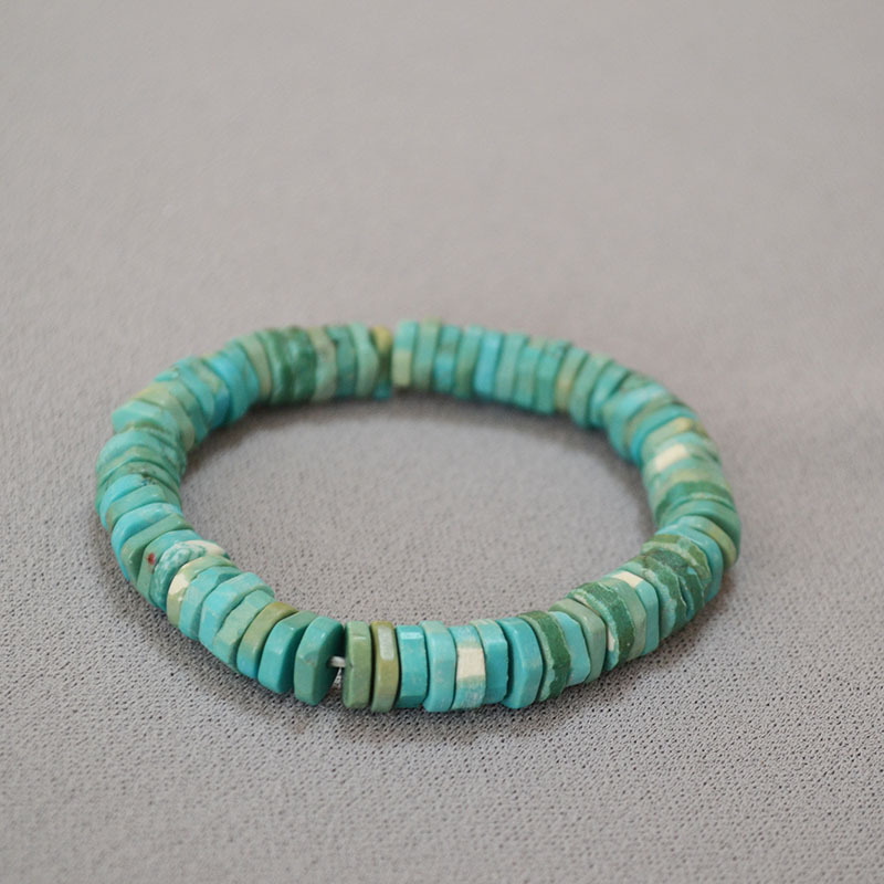 欧美小众个性气质复古夸张不规则切角绿松石隔片串珠弹力手环手串详情7