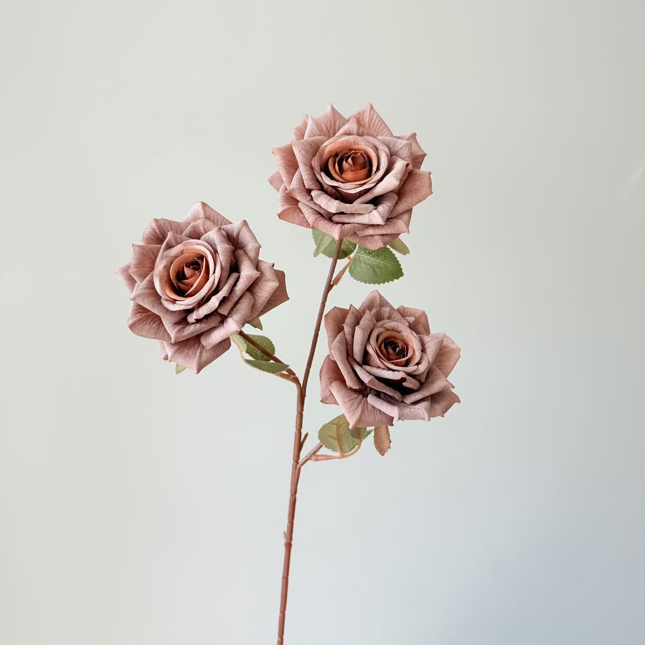 3头卡布奇诺玫瑰花仿真花摩卡油画复古玫瑰花婚庆插花家居装饰花详情17