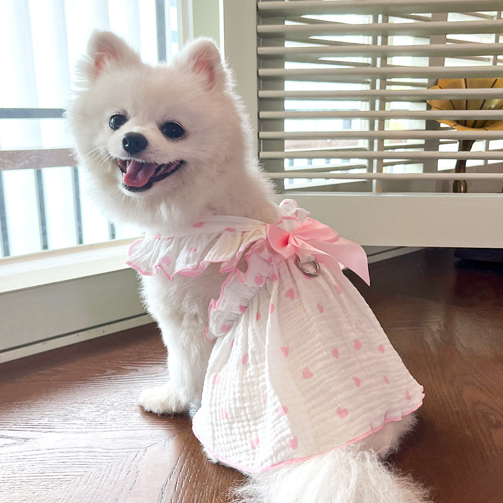 Mascotas vestido ropa ropa primavera verano perro gato teddy by bear pomerania muppet gato amor 100% algodón pic 22