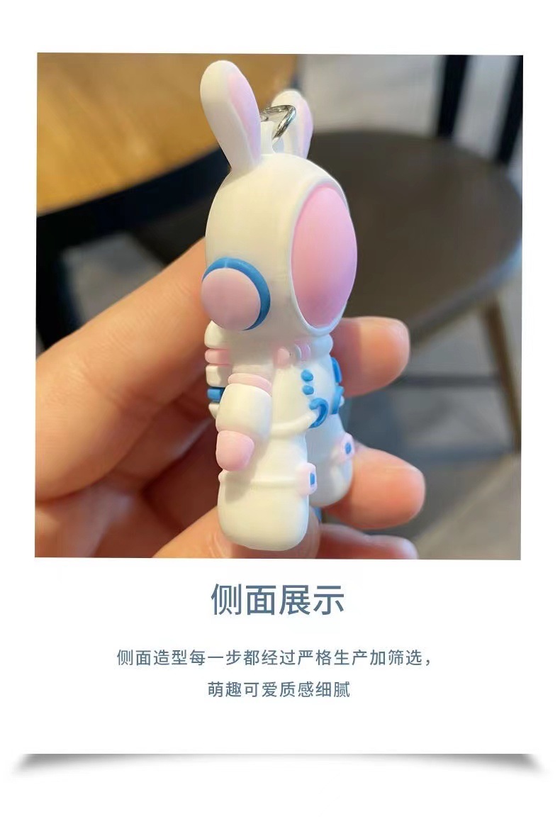 Space Rabbit keychain pendant, ins, high appearance level cartoon rabbit doll car pendant decoration pic 5