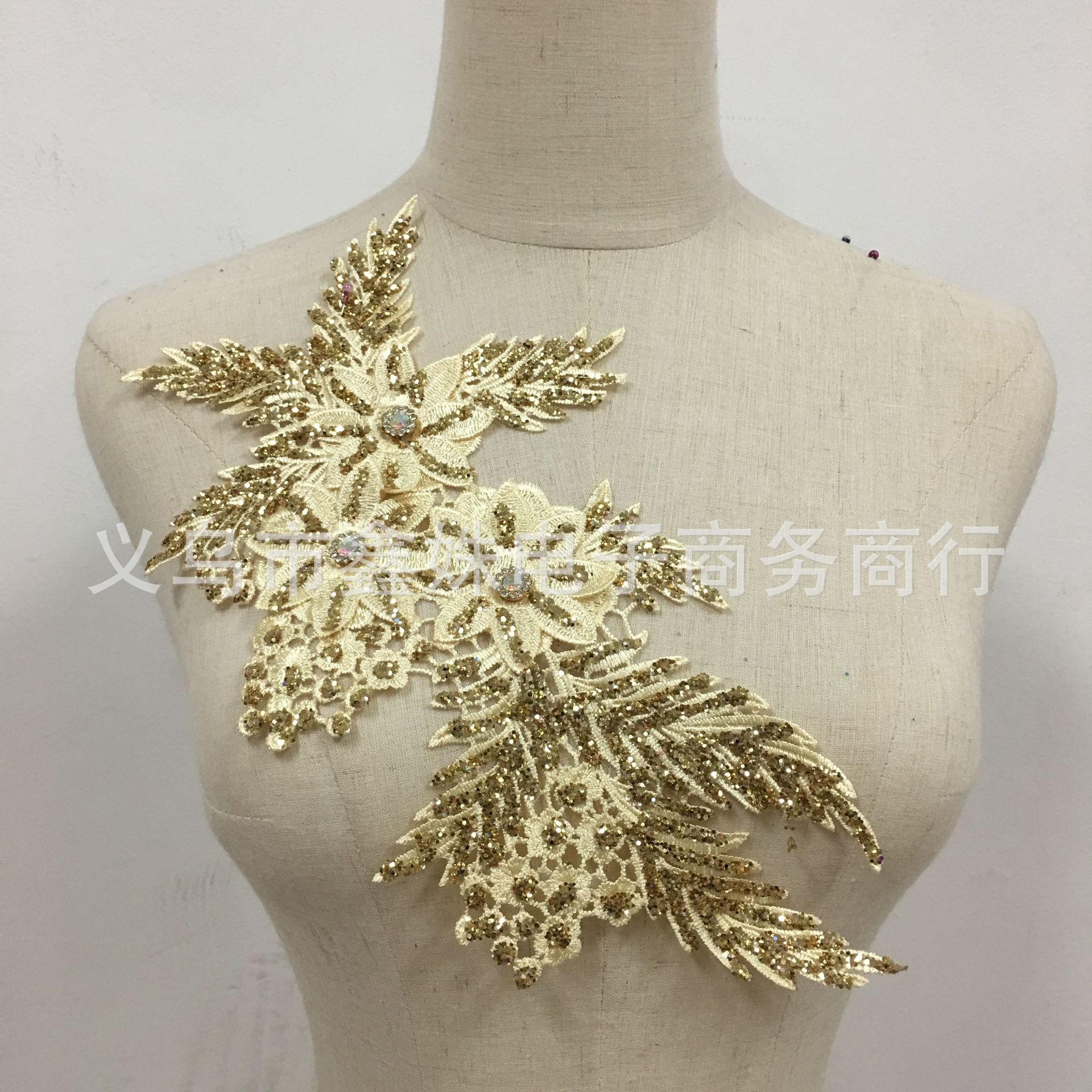 金线水溶女装领花花个 外贸蕾丝花边 婚纱礼服肚皮舞贴花辅料详情19