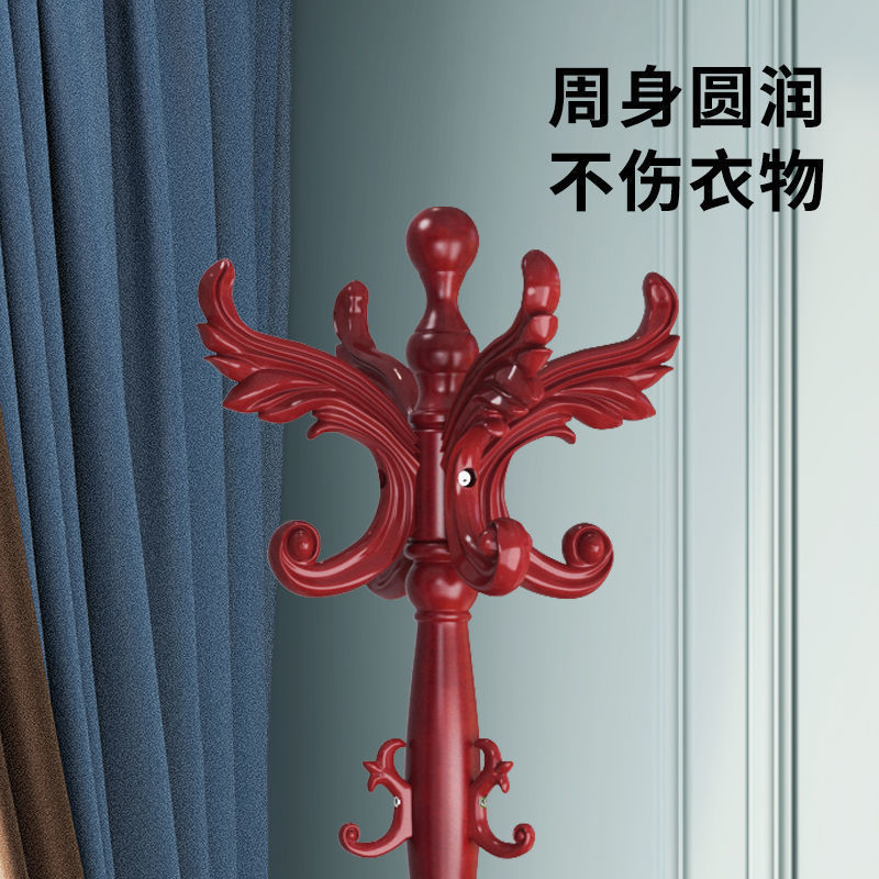 衣帽架落地卧室加粗加厚欧式实木挂衣架简约现代家用单杆立式详情2