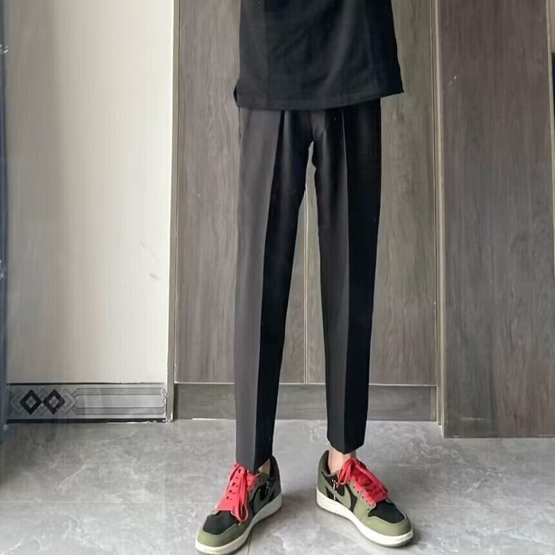 Verano slim marca de moda negro samurai pantalones pequeños espíritu social chicos tendencia pies pequeños recto nueve puntos pantalones casuales hombre pic 4