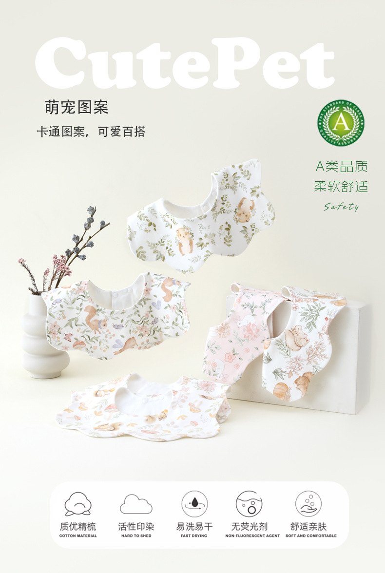 Large newborn bib tpu waterproof baby drool cover 360° rotating baby bib Class a baby bib pic 3