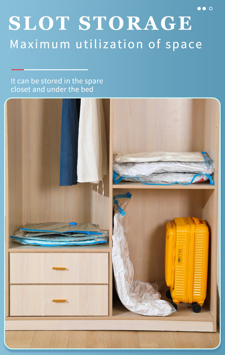 Transparent vacuum compression bag, seasonal clothing storage bag, clothes and quilt storage bag, hand roll, thickened explosion-proof zipper pic 8