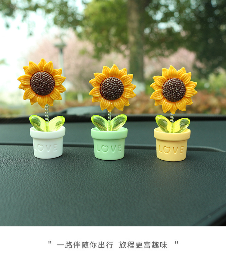 2024 New Sunflower Car oscillating ornaments, fresh sunflower small ornaments for car center console decoration pic 7