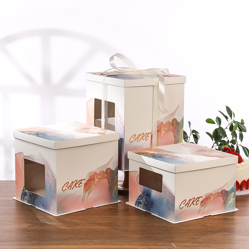 Factory direct supply of birthday cake boxes, 6, 8, 10, 12 inch single and double high-layer baking paper box packaging boxes wholesale pic 6