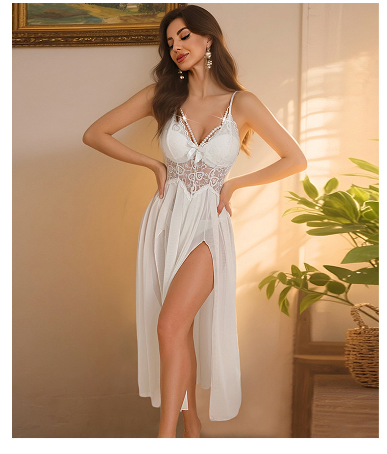 Feiyun Sexy Solid color Pure Desire Seductive pajamas Hot Mesh lace Passionate Seductive Lady halter nightdress 898 pic 12