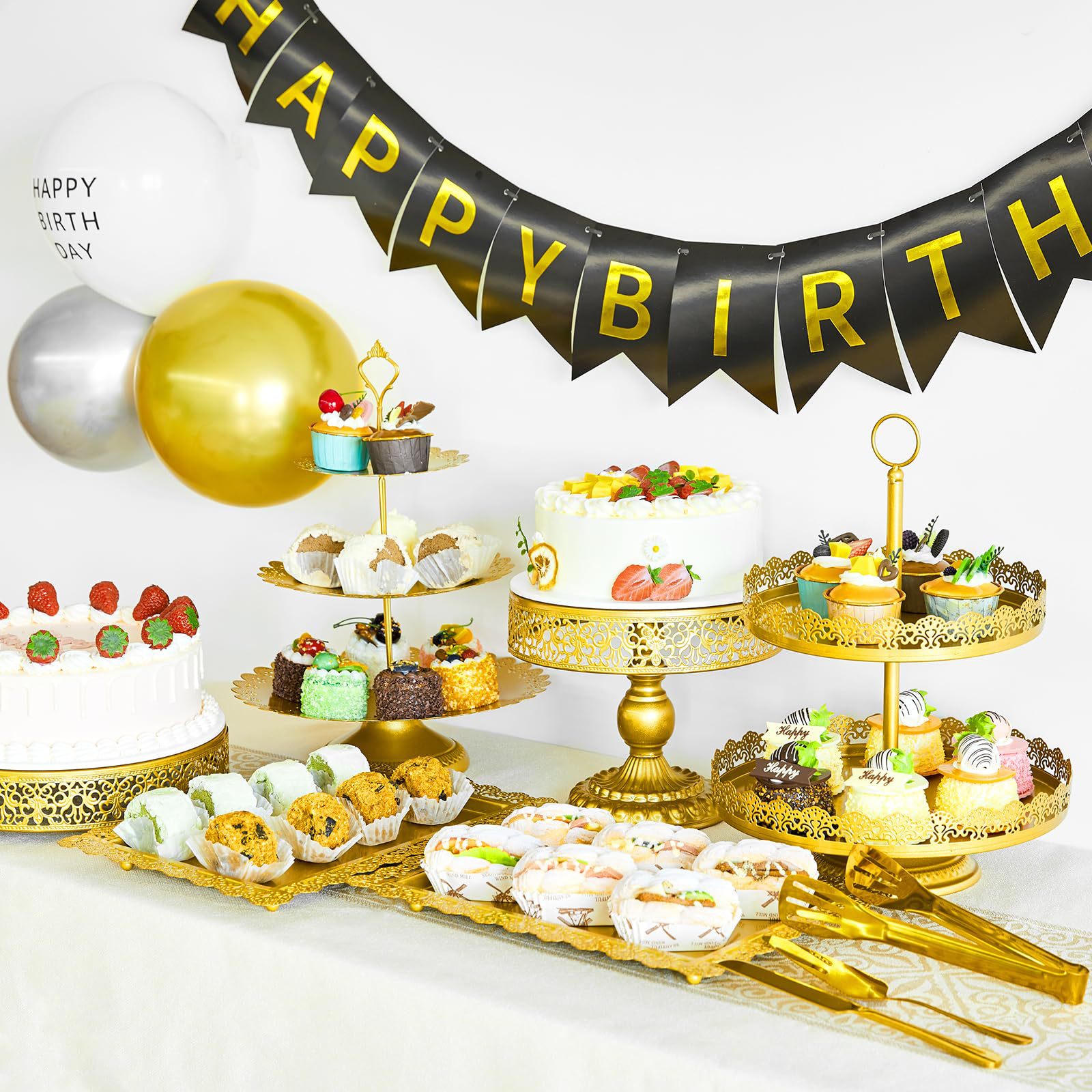 欧式创意金色镂空蛋糕架婚庆道具甜品台摆件甜品店点心蛋糕架组合详情4