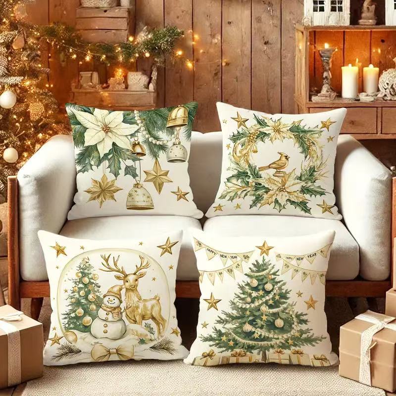 Cross-border bestseller Christmas tree print pillowcase, Christmas snowflake decorative pillowcase, new living room home pillowcase pic 13