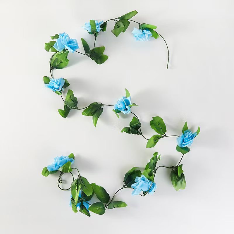仿真九头玫瑰花藤塑料花藤条绿叶假花装饰管道装饰空调管装饰详情10