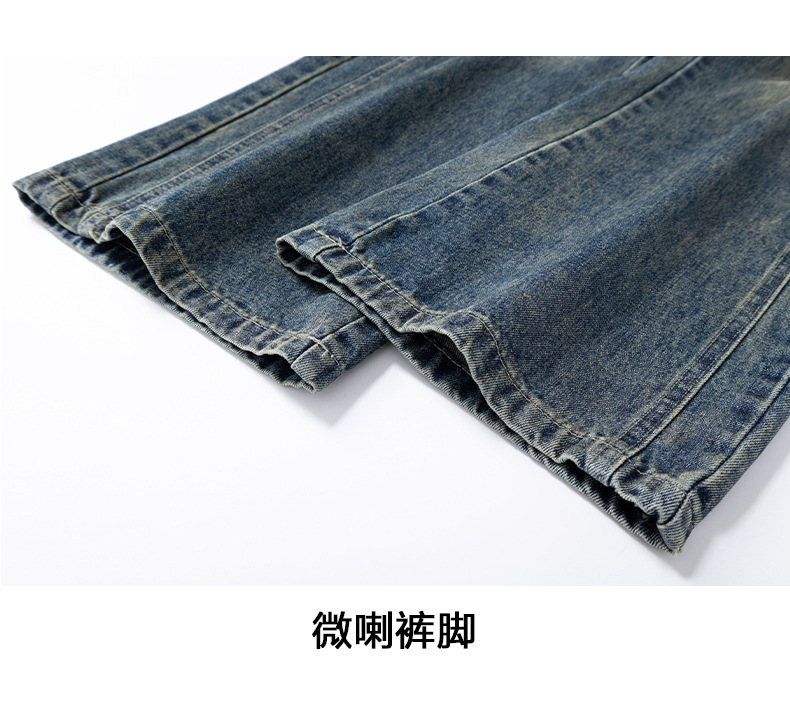 Paul's autumn and winter collection of fleece, thickened, slightly flared jeans for men, American loose, cool and versatile straight-leg long pants for men pic 25