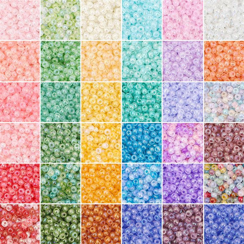 2/3/4mm cream mist iride rice beads, round beads, diy handmade bracelet, necklace accessory, glass loose beads material pic 1