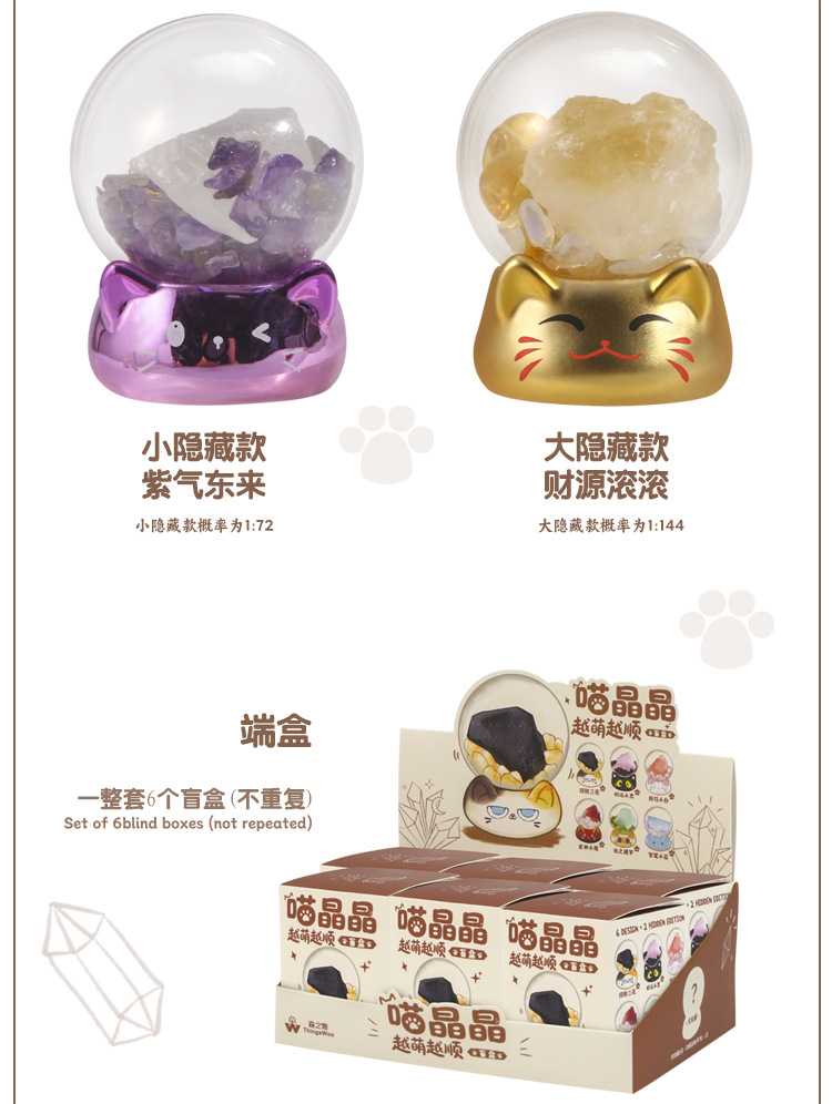 Cute cartoon cat Jingjing Crystal Blind box, creative crystal ball design, desktop decoration gift, gift decoration blind box pic 7