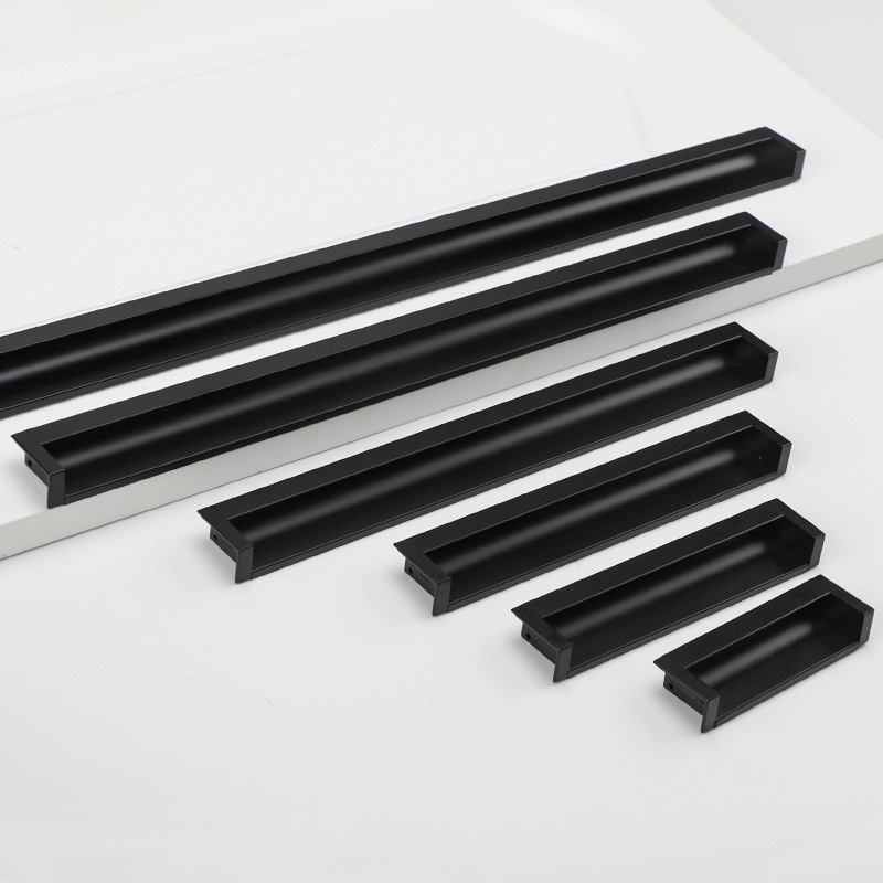 黑色嵌入式暗装拉手金色银色抽屉把手青古铜挖槽移门加长对装拉手详情28