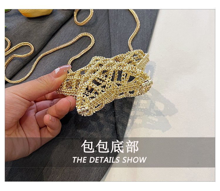 跨境2024夏新款小香风镂空金属星星包晚宴包单肩斜挎气质链条女包详情8