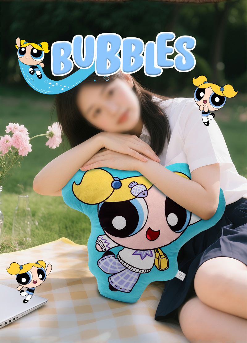 正版飞天小女警活力系列卡通图案创意沙发毛绒公仔抱枕双面靠垫枕详情5