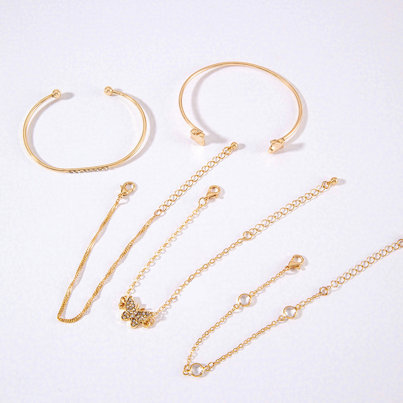 欧美跨境饰品 复古个性麻花手链仿宝石夸张朋克手镯手链4条装批发详情16