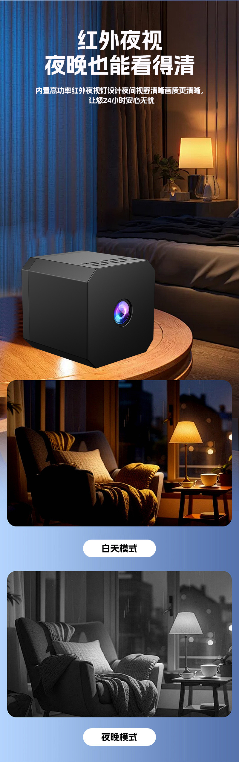 The new private model camera F1 square small camera high-definition night vision WiFi camera A9 has been upgraded to an outdoor action camera pic 2