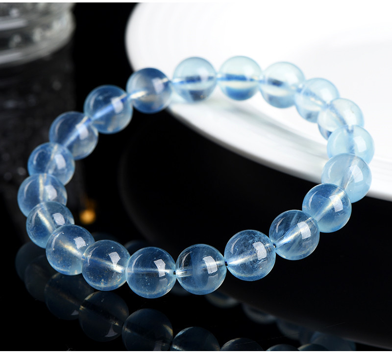 Jiuya Crystal Natural aquamarine loose beads, round beads, DIY handcrafted jewelry, semi-finished beaded wholesale pic 15