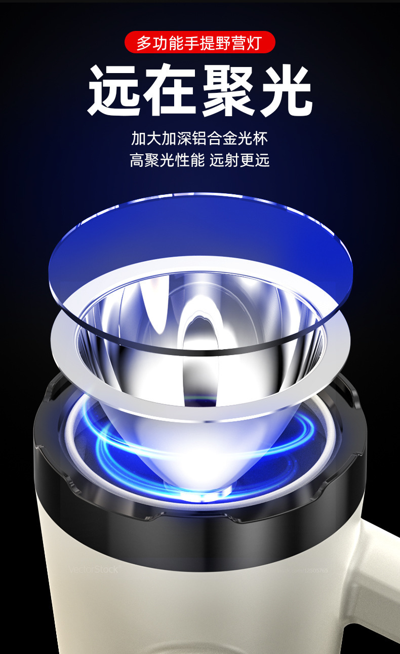 跨境探照灯强光手电筒野营灯户外钓鱼防水LED灯太阳能灯6详情6
