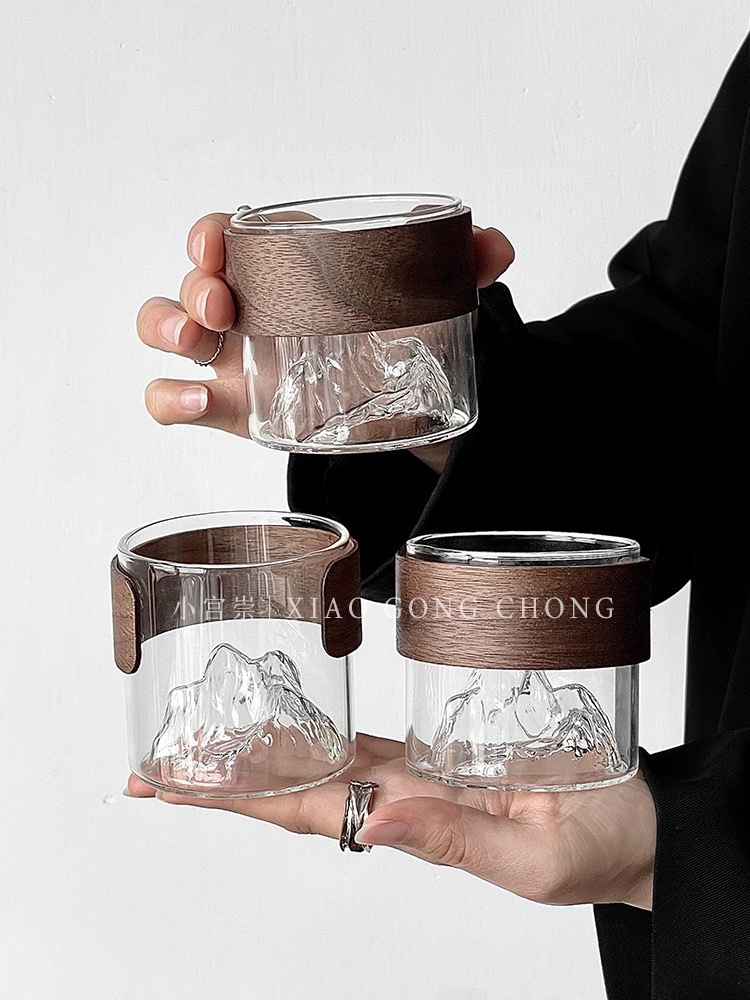 Japanese-style creative mountain-viewing glass cups, retro Chinese trend high-temperature resistant Fuji Mountain tea cups, household snow mountain cups, coffee water cups pic 12