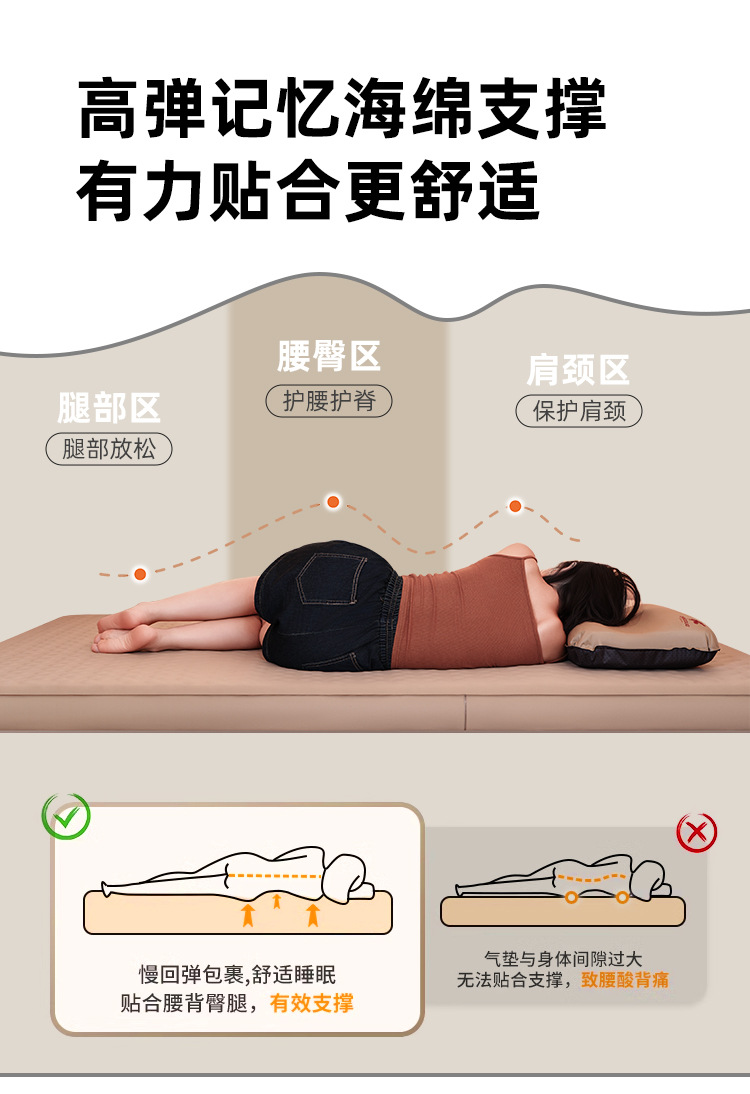 Automatic inflating mat, outdoor tent floor mat, camping mattress, picnic mat, moisture-proof mat, thickened comfortable snail telescopic bed pic 8