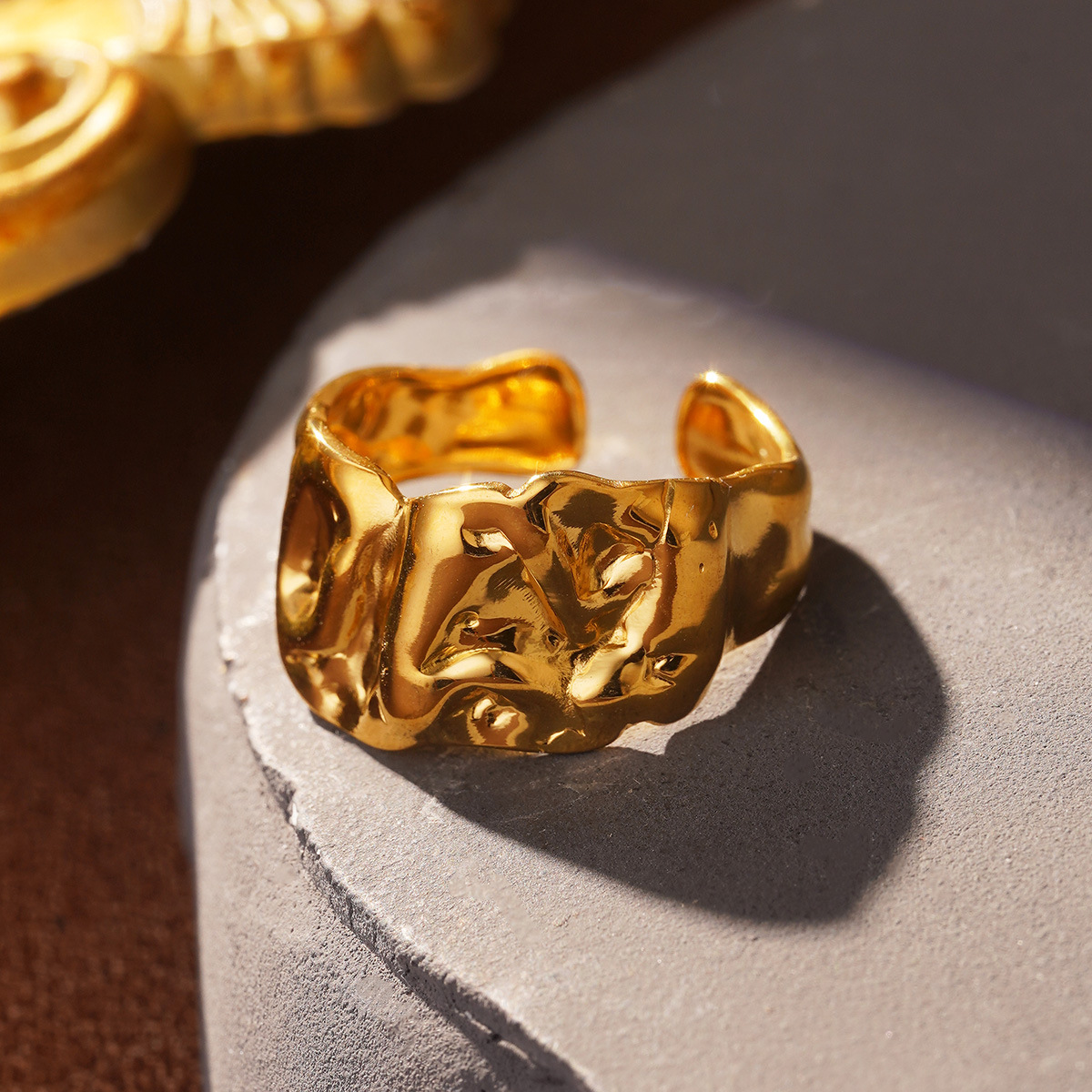 Retro European and American geometric stainless steel ring, non-fading shell geometric shape, fashionable and simple titanium steel index finger ring pic 40