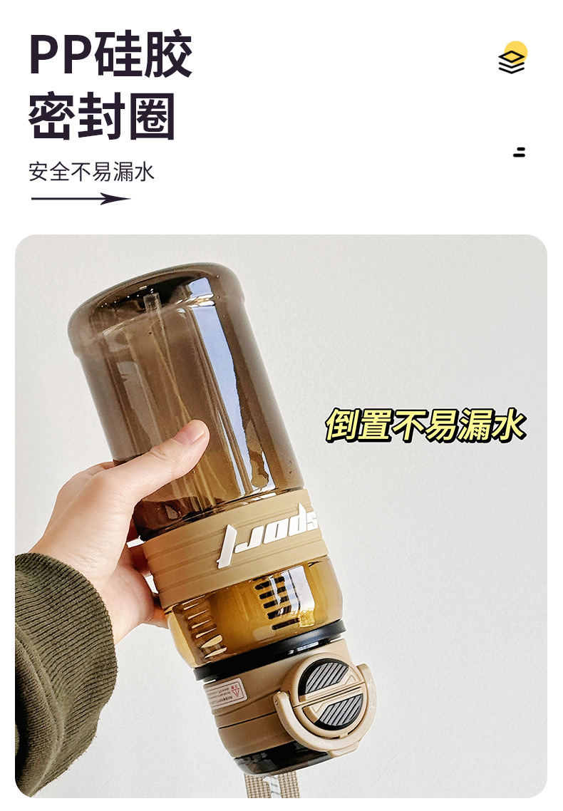 便携大容量运动水杯带吸管夏天学生上学直饮杯茶水分离塑料杯批发详情9