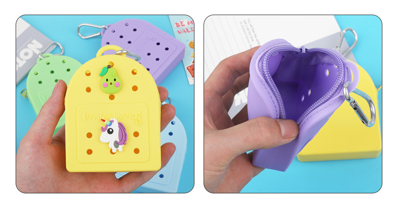 跨境新款硅胶洞洞包创意儿童卡通硅胶零钱包 diy可拆可爱防水包包详情6