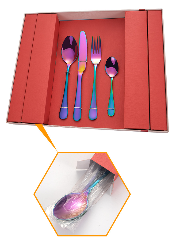 跨境1010圣诞喜庆开窗礼盒不锈钢餐具刀叉勺四主件24件礼盒套装详情11