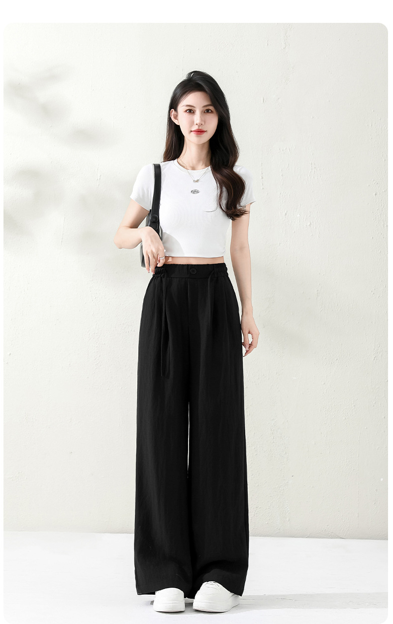 百搭天丝亚麻裤子女时尚百搭堆堆裤垂感显高显瘦裤子25年夏季新品详情19