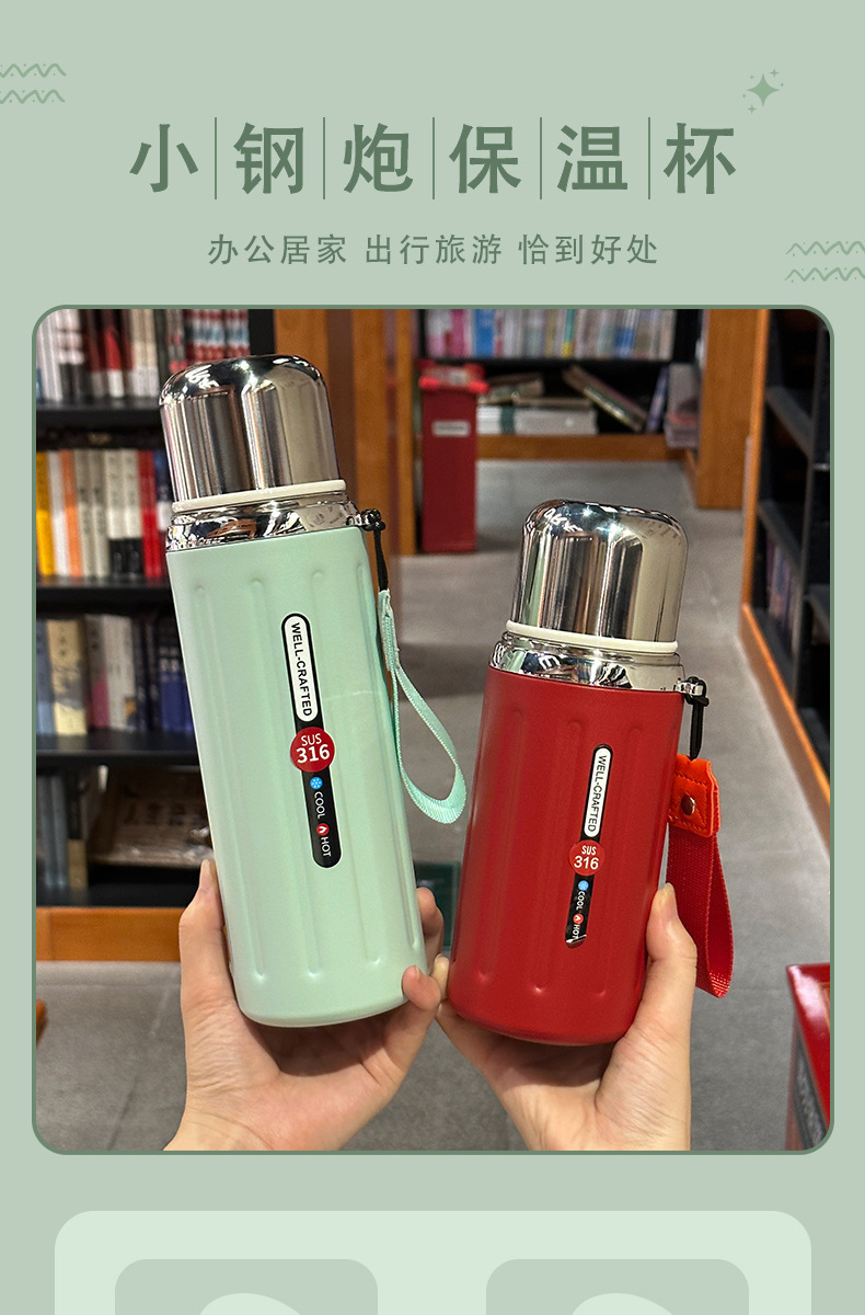 High-appearation-level Roman insulated cups for both men and women, 316 stainless steel tea cups with LIDS, high-end tea-water separation cups pic 1