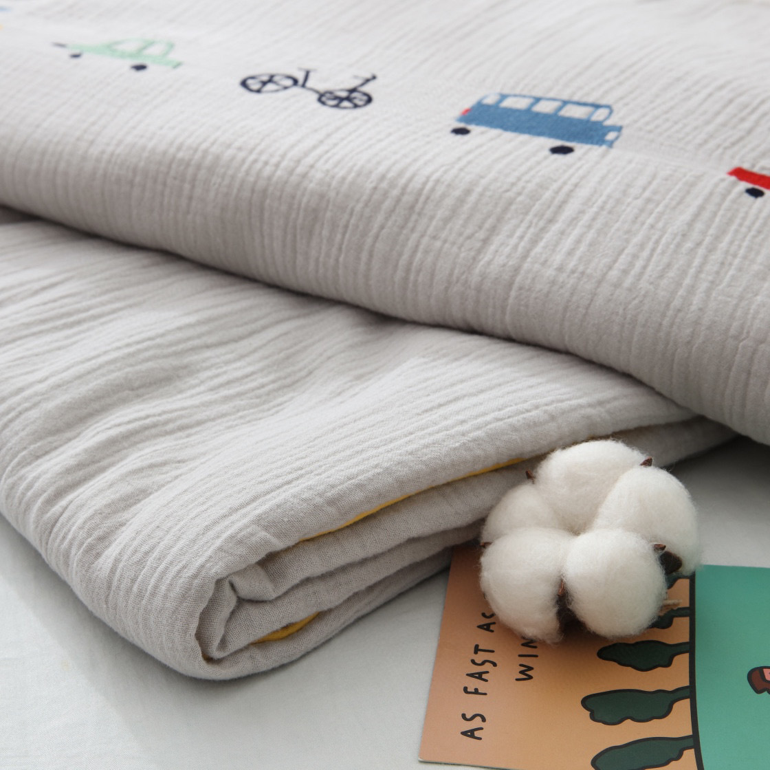 Summer pure cotton double-layer gauze air-conditioned quilt for newborns, washed and embroidered baby summer quilt pic 9