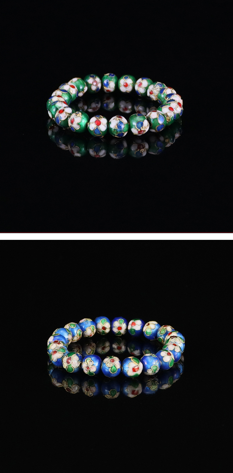 Beijing Cloisonne classical ethnic style jewelry, cloisonne enamel filigree silver blue round bead bracelet pic 27