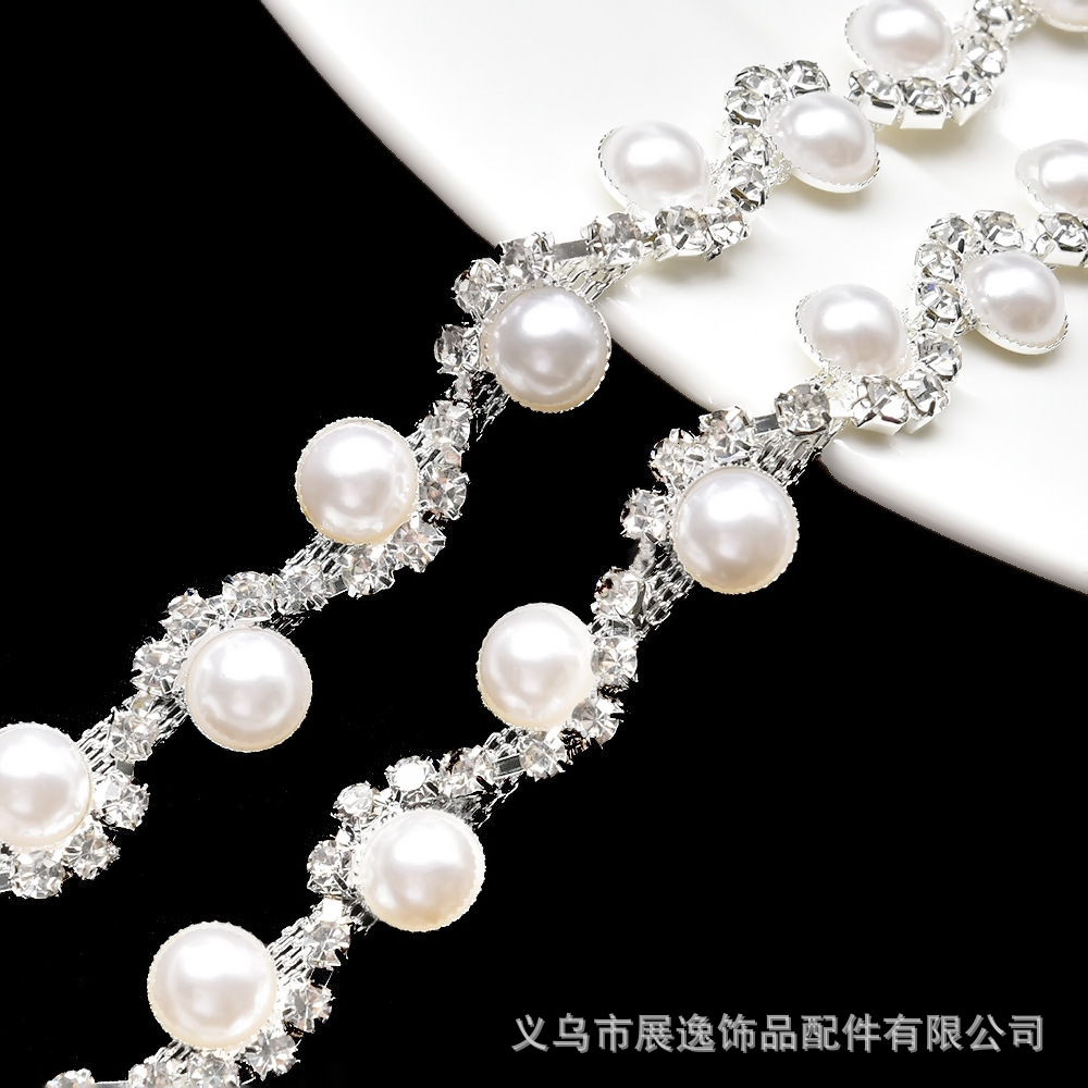 现货直销珍珠流苏钻链 适合婚纱礼服汉服帽服装子装饰配件批发详情4