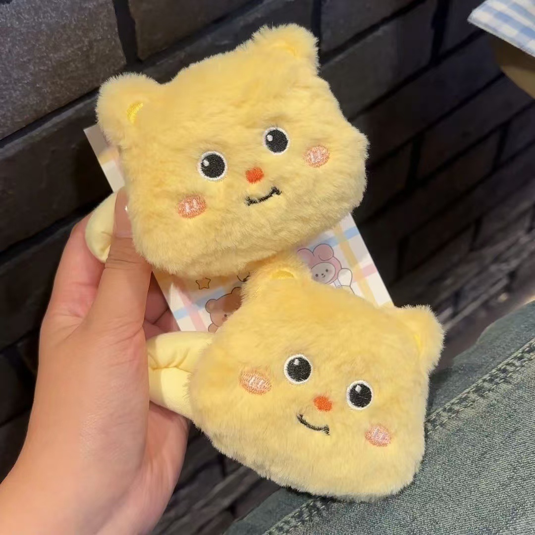 卡通毛绒黄油小熊发夹配件可爱毛绒书包挂件可加胸针可加叫叫款配详情4