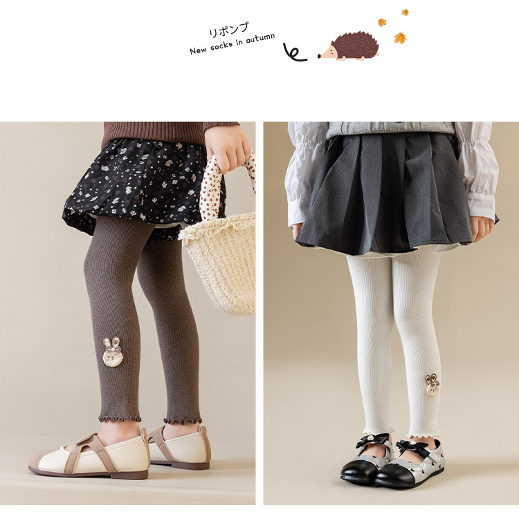 女童打底裤春秋可爱兔韩版修身高弹力竖条纹外穿韩版宝宝长裤大童详情13