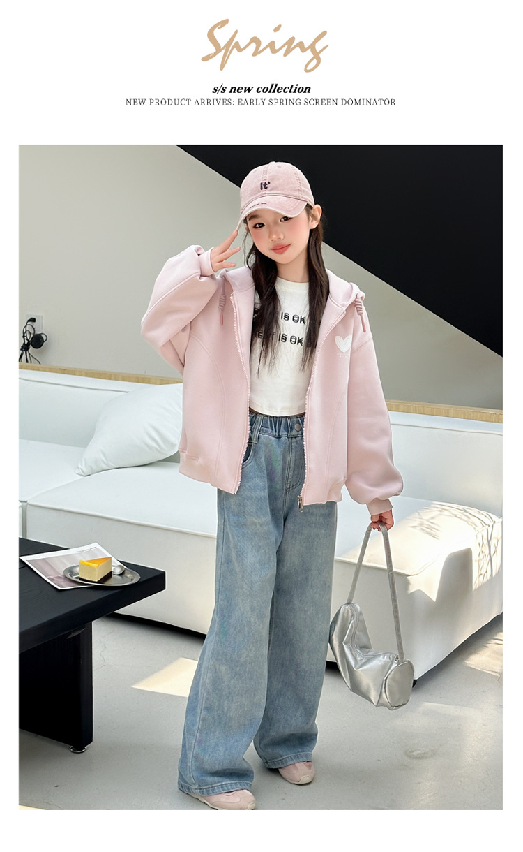 女童春秋款韩版休闲连帽卫衣外套中大童初中生洋气时尚儿童春装潮详情10