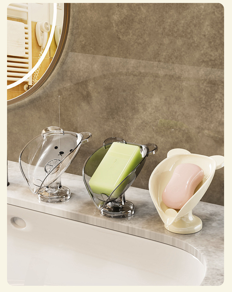 肥皂盒台面沥水免打孔家用轻奢香皂盒卫生间浴室吸盘肥皂盒置物架详情7