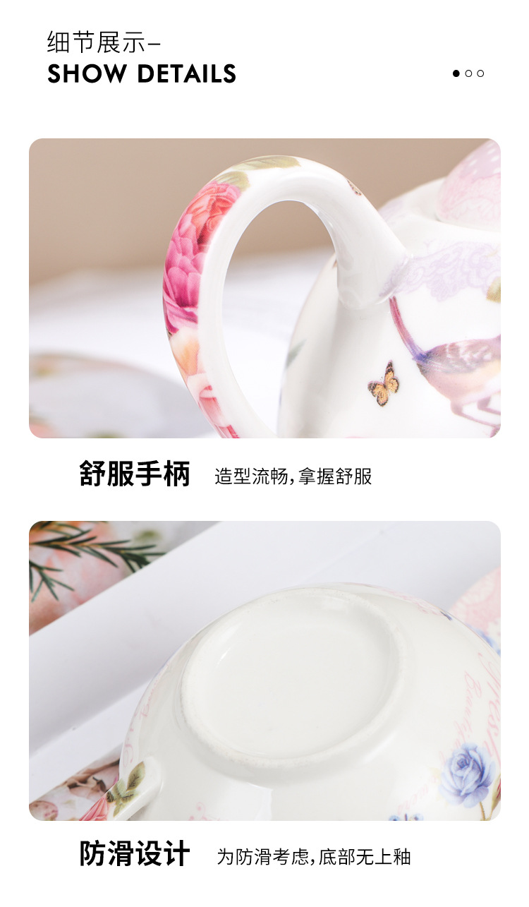 Foreign trade ceramic tea sets, high-temperature resistant flower and plant teapots, mother and child teapot sets, can be equipped with logos pic 16