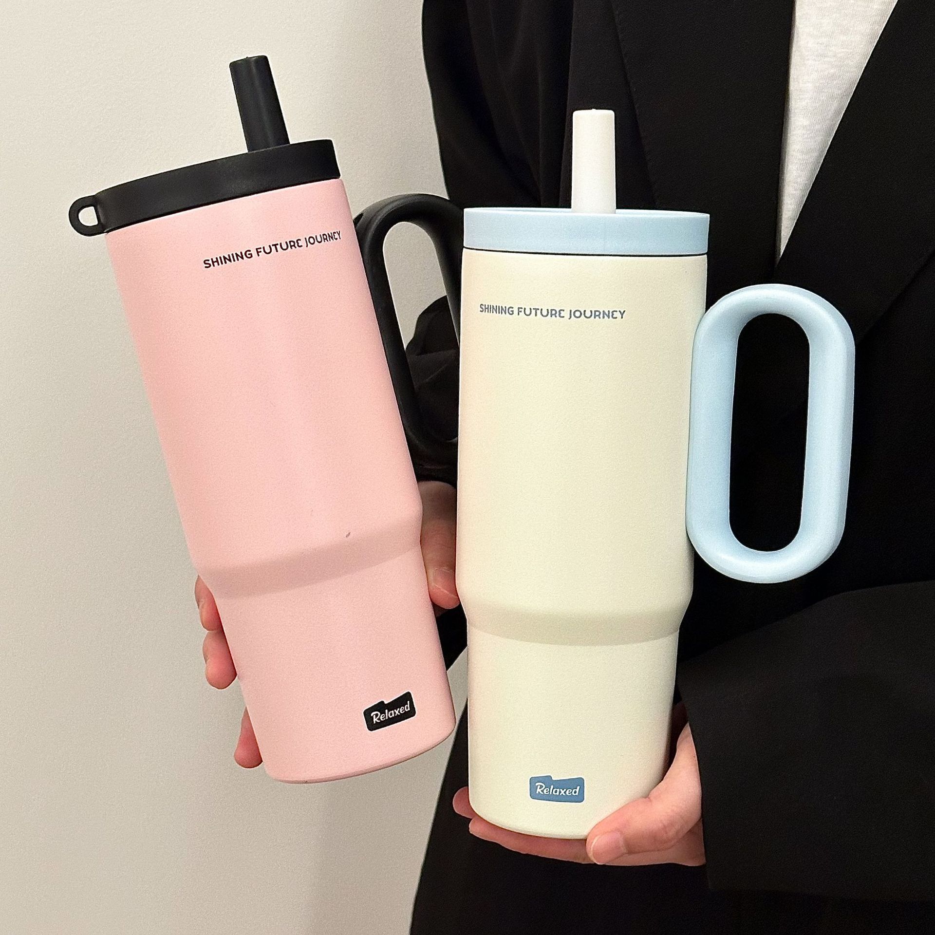 新款冰霸保温杯女生大容量水杯轻奢家用不锈钢杯子便携学生吸管杯详情4